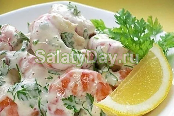 salat krevetkami krabovimi 946883 Салат с креветками и крабовыми палочками