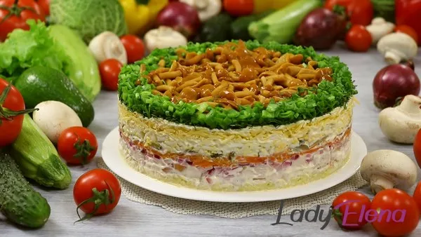 salat opyatami 4cf1 Салат с маринованными опятами и копченой курицей