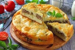 картофель заливной пирог мясо