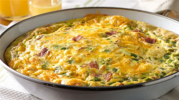 Bacon, Ham and Cheddar Omelet Bake