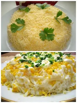 Куриный салат с сыром и луком