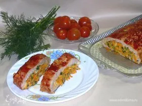 Мясной рулет с овощами